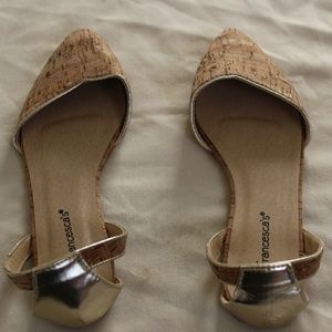 Francescas Collection cork pattern pointy flats